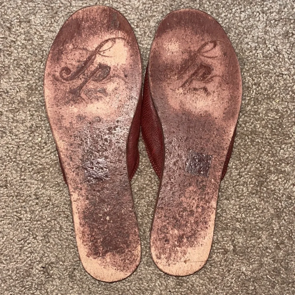 Free People red leather sandals plastic slides size 10